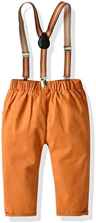 Jeatha Toddler Boys Calça de carga em cores sólidas com suspensórios destacáveis ​​em Y-Back para desgaste diário casual