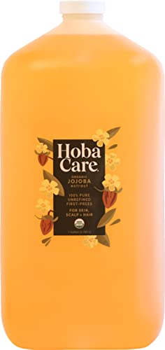 Óleo de jojoba orgânico Hobacare - óleo jojoba puro, frio não refinado pressionado por couro cabeludo e unhas - óleo corporal hidratante