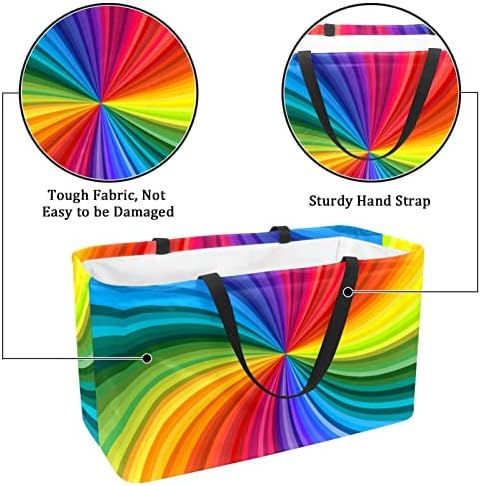 Reutilizável Shopping Shopping Rainbow Spin Spin Portable Dobring Picnic Grocery Bags