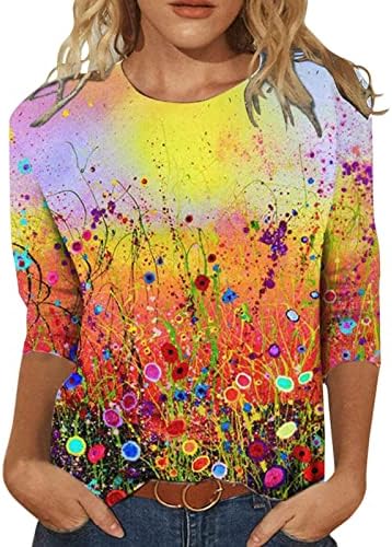 Womens Spring Tops Moda Round Round Round Casual Casual Camiseta Top Top Lightweight 2023 Tunic Blouse