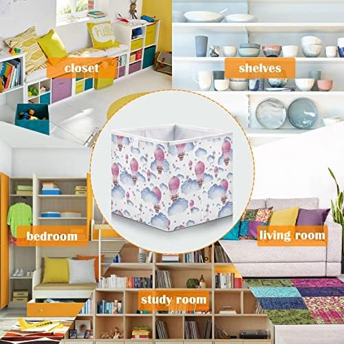 Kigai Colorful Airplanes Bin Storage Bin, grande cesta de organizadores dobráveis ​​para brinquedos, prateleiras, lavanderia,