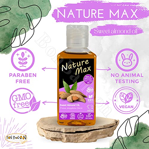 Nature Max Max Sweet Oil de amêndoa orgânica natural não diluída pura para cabelos e cuidados e comida premium premium premium qualidade ز custa اللوز الحلو