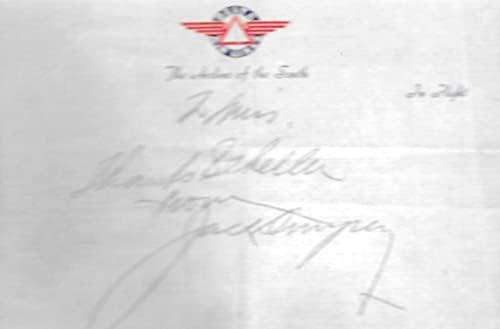 Jack Dempsey Hand escrito nota