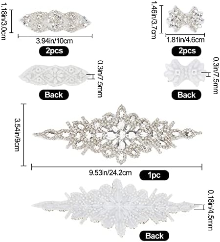 Applique de strass de cristal craspire 5pcs Applique de casamento prateado Ferro em shinestone Apliques de shinestone Appliques de cabelo quente ou costurar na faixa de cinto para roupas de noiva de noiva