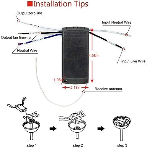 Kit de controle remoto de teto universal com luz e tempo, luz do ventilador de teto de 3 em 1 para o transmissor e receptor do controlador