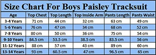 Aelstores Boys Paisley Tracksuit Kids Capuz Pants Configurar os bolsos astecas de ouro de ouro 3-14 y