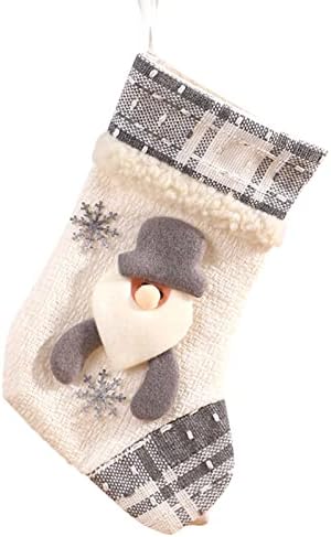 Meias de Natal Santa Snowman Snowman Caractere 3d Plagur linho pendurado tag knit border lustre cristal