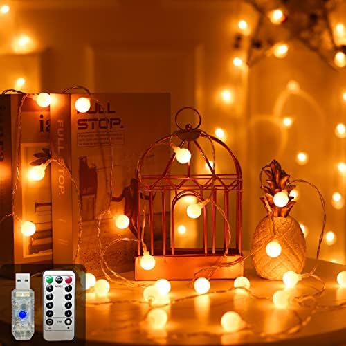 Henabeytry 55 pés 150 lutas de fadas brancas quentes, incluem luzes de fada USB 50, luzes de fadas, perfeitas para decorações