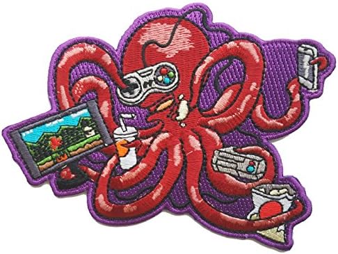 Mais tentáculos para festas Octovideo Octopus engraçado jogando videogames ferro no patch
