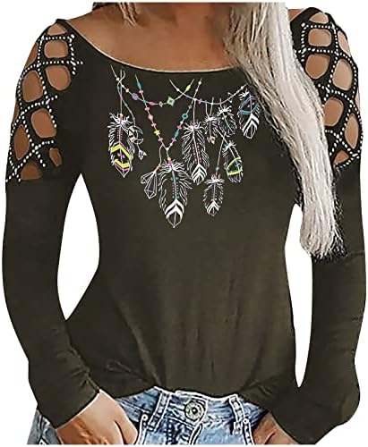 Tee de blusa casual para Lady Summer Summer outono ombro frio de manga comprida 2023 Roupas Crewneck Crewicic Victorian