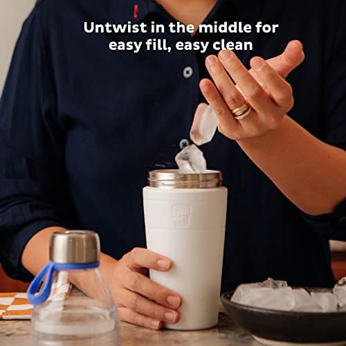 Kit Kit Kit misto | Reutilizável Aço inoxidável e plástico de abertura dupla xícara para fundo | Caneca de viagem com tampa