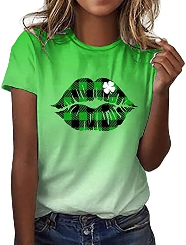 São Patricks Camisa Mulheres Mulheres Casual Shamrock Impresso Tshirts de Manga Curta Saltando Tops Camisas Verdes