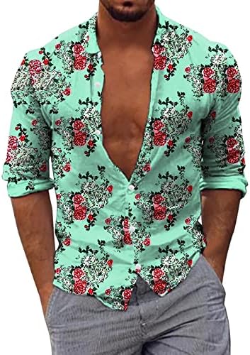 GDJGTA Men manga longa Autumn Winter Casual camisa impressa Moda Blusa Top Bouse Men Two Pack Manga Longa