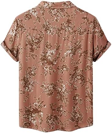 Camisa floral para homens, camisa de botão casual impressa no verão de camisa havaiana leve camisa de praia respirável