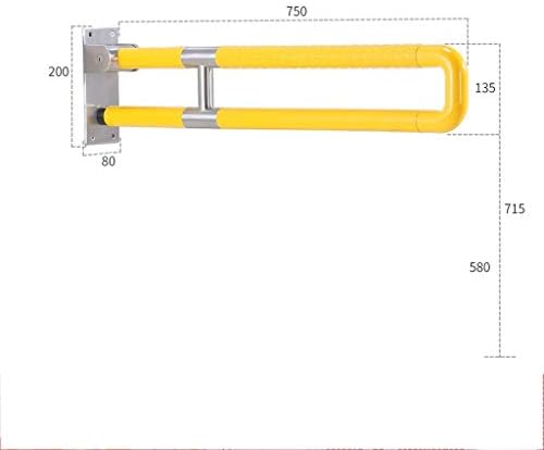 Omoons dobrando handicap garras trilhos de corrimãos de vaso sanitário, barra de banheiro, apoio de braço em forma de U, toalhas de cabelo lisadas montadas na parede, alça de segurança de chuveiro de aço inoxidável resistente para banheira, banheira, B