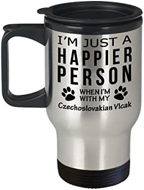 Amante de cães Viagem caneca de café - Pessoa mais feliz com presentes de resgate da Tchecoslováquia -Vlcak - Petes de