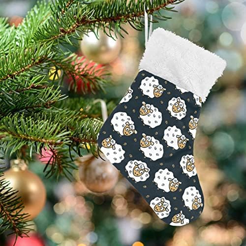 Jhkku Cute Ovelha Mini meia de Natal, 4 pacote de 4,8 polegadas pequenas meias de natal com punhadas de brancos brancos ornamentos
