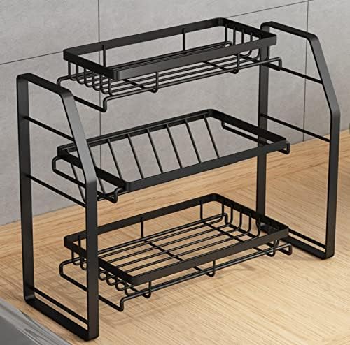 LuckyMeet Kitchen Secueing Condiments Collection Rack Table Tabel Shelf Multi-camada de parede de parede pendurada Tre-camadas sem