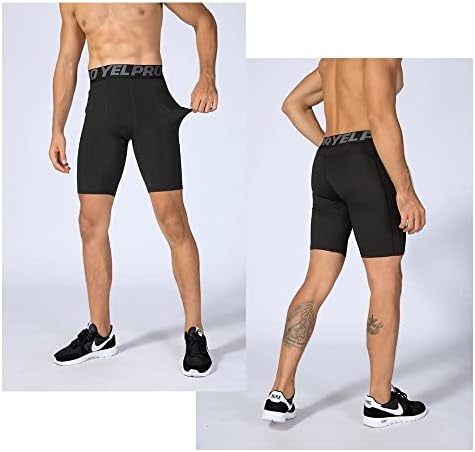 Leichr 3 pacote shorts de compressão masculinos esportes secos frios curtos, com bolsos executando calcinha de fitness