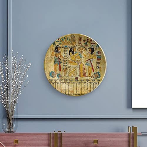 Papiro egípcio antigo ósseo engraçado porcelana de placas decorativas de placas redondas Craft Craft With Display Stand