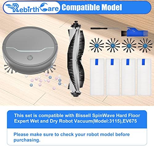 RebirthCare Substacting Peças compatíveis com Bissell 3115 EV675 Spinwave Kit de acessório de vácuo de robô de pet robô de
