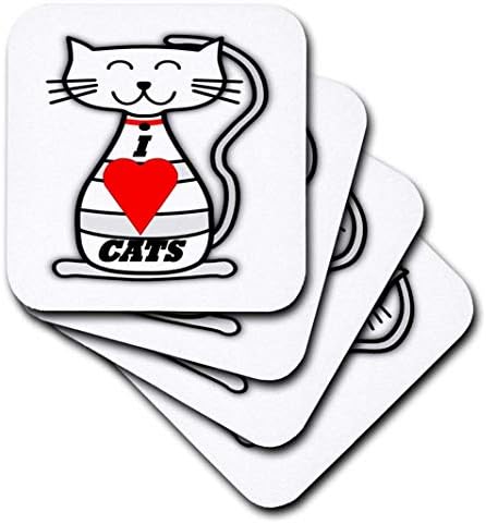 CST_5098_3 FLORENE DÉCOR II - I Love Cats - Coasters - Conjunto de 4 montanhas -russas de azulejos