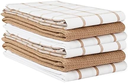 Toalhas de cozinha de linho de pista - Embalagem de 6 toalhas de prato de algodão para secagem, 18 ”x 28”, toalhas de mão de cozinha,