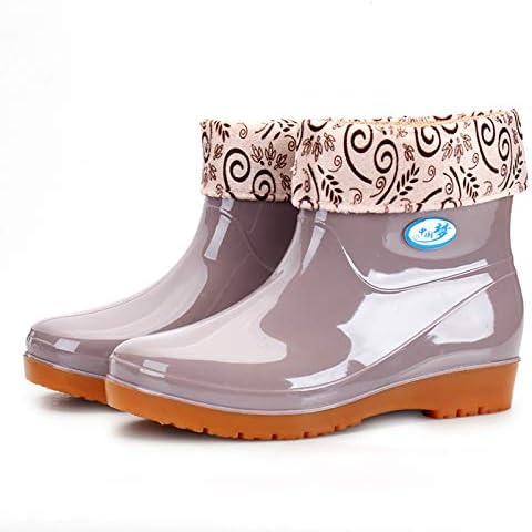 Mulheres botas de chuva curtas, botas de chuva de panturrilha do meio da feminina Sapatos de jardim à prova d'água para mulheres