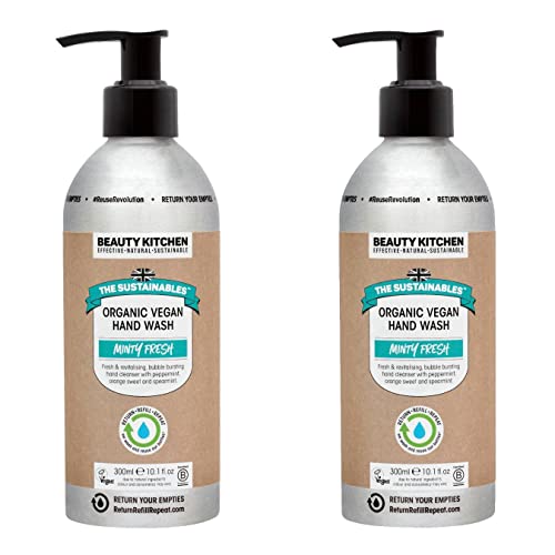 Cozinha de beleza TS TS Minty Fresh Organic Vegan Hand Lavagem 300ml - Fresco e revitalizante, Bubble Bursting Hand Cleanser Duo Pack