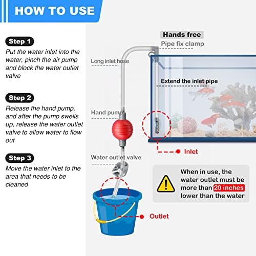 Pequeno tanque de peixe aquário aquário Siphon Bomba Bomba Limpador de cascalho e trocador de água Kit Ferramentas