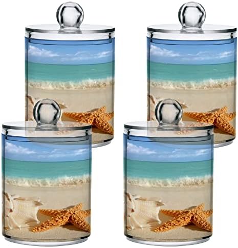 Starfish Shell Beach Cotton Swab Suports Recipientes de banheiro Jarro com tampas conjunto de algodão Ball Pad Round Solder Jar para