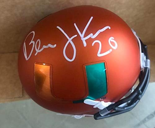 Bernie Kosar Miami Hurricanes assinou o Orange Schutt autografado Mini Capacete JSA Testemunha