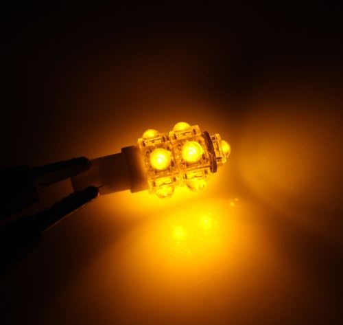 Tuningpros leduhl-t10-a9 sob lâmpadas de lâmpadas LED de capuz T10 Wedge, 9 Flux LED Amber 2-PC Conjunto