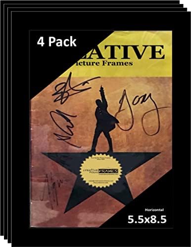 Creativepf [4pk5.5x8.5bk] Black Theatre Frame, possui mídia de 5,5x8,5 polegadas com cabide e cavalete instalado