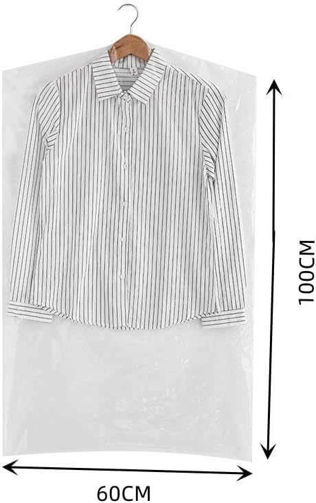 Pacote de sacos de vestuário de plástico transparente para roupas penduradas, capas de protetor de roupas para limpador a seco, capa de pó de sacos para armazenamento de roupas de armário