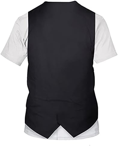 ChoomoMo Casual Manga curta Camiseta Fake T-Shirt & Tie Tuxedo Camisa de smoking para homens