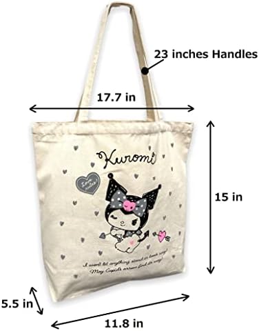 Eitai Sanrio Kuromi Bolsa fofa, sacola de compras, bolsa de supermercado reutilizável de cozinha, 15 em x 11,8 em x 5,5 em