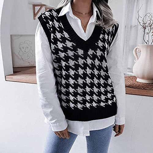 Sweater FARTARN para mulheres 2022, colégio casual coletor solto malha moda feminina decote em V Sweater