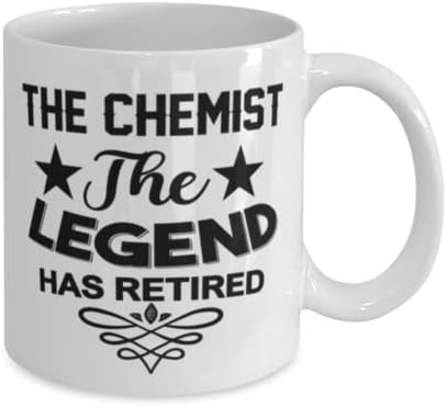 Caneca química, a lenda se aposentou, idéias de presentes exclusivas para o químico, copo de chá de caneca de café branco
