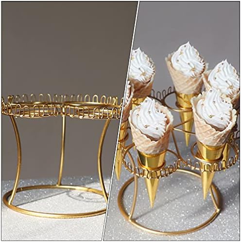 AMOSFUN Candy Popcorn Metal Ice Cream Cone Solder 6 Slot Sorty Cone Stand Stand Rack Rack Cake Sobessert Rack de armazenamento Rack de armazenamento elegante cupcake bolo de casamento de cupcakes