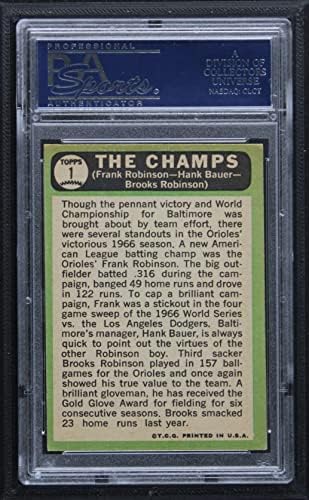1967 Topps 1 The Champs Frank Robinson/Brooks Robinson/Hank Bauer Baltimore Orioles PSA PSA 4.00 Orioles
