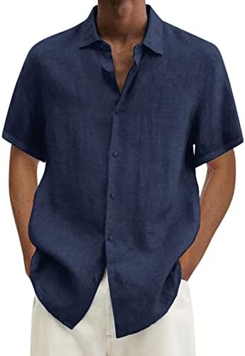 2023 Novo masculino Hawaii Camisa sólida Manga curta bolso duplo de bolso Turn Down Button Camisa