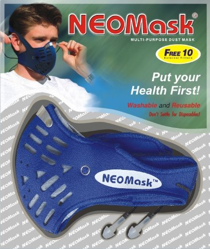 Máscara de carbono de neoprene - máscara de poeira multiuso com 2 filtros de carbono e 10 filtros externos