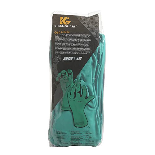 Kleenguard G80 Luvas resistentes a produtos químicos de nitrila, verde, médio, 13 ”de comprimento, 15 mil, 60 pares/ estojo,