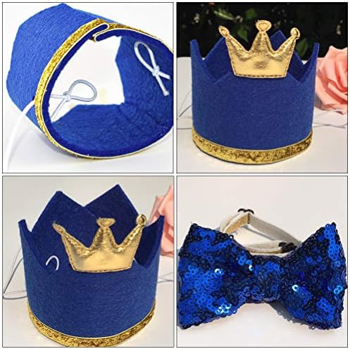 PretyZoom 2pcs Pet Birthday Crown Hat gravata borda Conjunto de cã