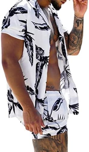 N/A Conjunto de estampas de verão Hawaiian Shorts Camisa Conjunto de roupas Casual Treça Floral Praia Sonos de manga curta