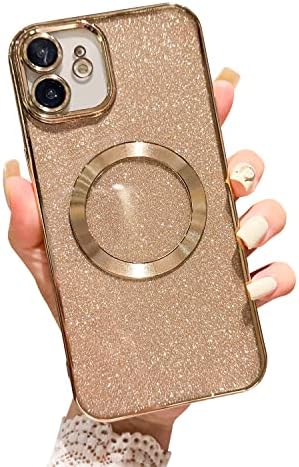 Caso magnético de Fycyko para iPhone 11 compatível com magsafe, capa de telefone glitter bling para 11 com a câmera Len