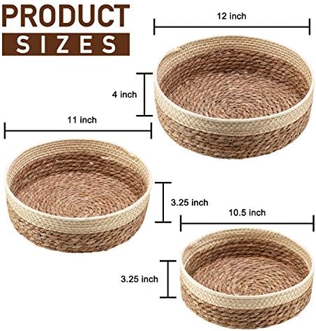 Cestas de vime de redonda definidas para organizar cesto de armazenamento de vime para frutas, pão por servir cestas decorativas