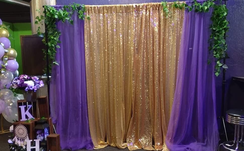 Cortina de pano de fundo de tule roxo para chá de bebê garotas festas de aniversário pura cortinas de pano de fundo para a recepção de casamento teamhoot elefante tema decorações de fundo 2 painéis 5 pés x 8 pés