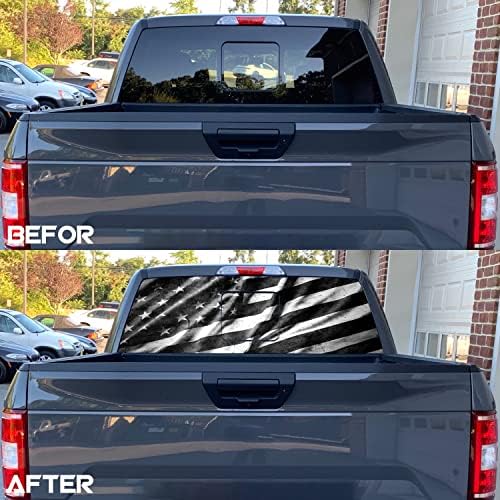 Rzuiytye bandeira americana decalque da janela traseira para caminhão, bandeira preta de caminhão traseira decalque, decalques